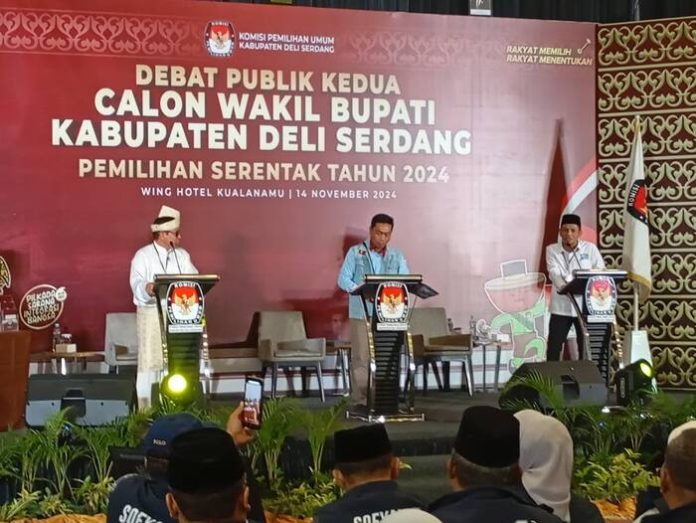 Debat Kedua Calon Bupati Deli Serdang di Wing's Hotel Kualanamu, Batang Kuis, beberapa waktu lalu. (f:sembiring/mistar)