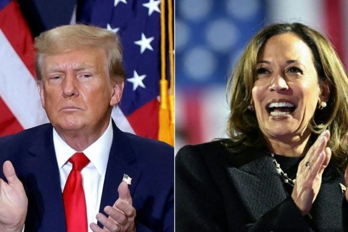 Calon presiden Amerika Serikat Donald Trump (kiri) dan capres AS Kamala Harris (kanan).