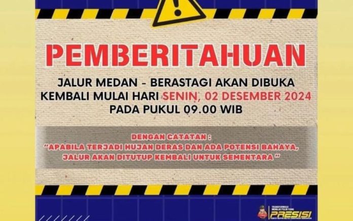 Pemberitahuan Jalan Medan-Berastagi Dibuka