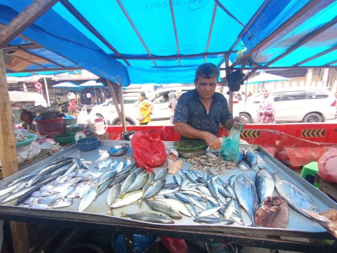 Pedagang ikan laut di Pasar Horas, M Manurung