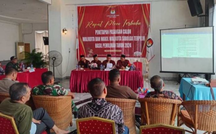 Rapat pleno terbuka penetapan pasangan calon terpilih Walikota dan Wakil Walikota Sibolga yang digelar KPU Kota Sibolga.